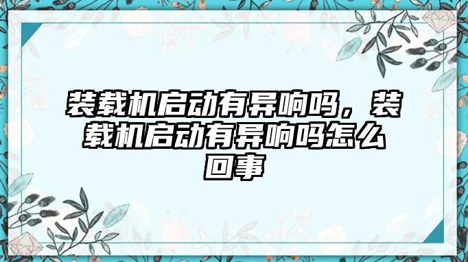 裝載機(jī)啟動有異響嗎，裝載機(jī)啟動有異響嗎怎么回事