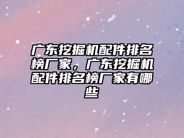 廣東挖掘機配件排名榜廠家，廣東挖掘機配件排名榜廠家有哪些