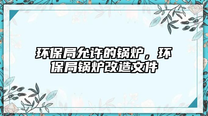 環(huán)保局允許的鍋爐，環(huán)保局鍋爐改造文件