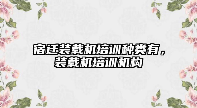 宿遷裝載機(jī)培訓(xùn)種類有，裝載機(jī)培訓(xùn)機(jī)構(gòu)