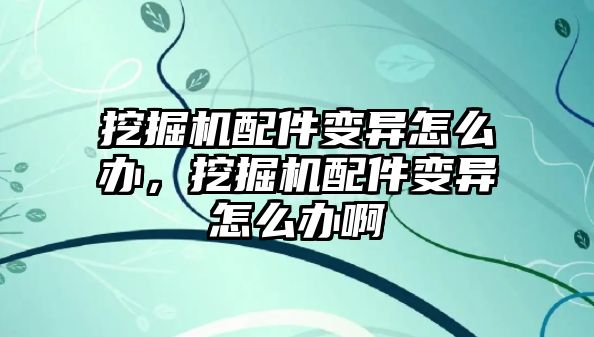 挖掘機配件變異怎么辦，挖掘機配件變異怎么辦啊