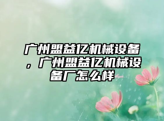 廣州盟益億機械設(shè)備，廣州盟益億機械設(shè)備廠怎么樣