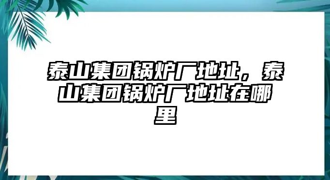 泰山集團(tuán)鍋爐廠地址，泰山集團(tuán)鍋爐廠地址在哪里