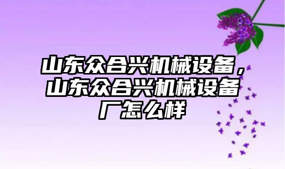 山東眾合興機(jī)械設(shè)備，山東眾合興機(jī)械設(shè)備廠怎么樣