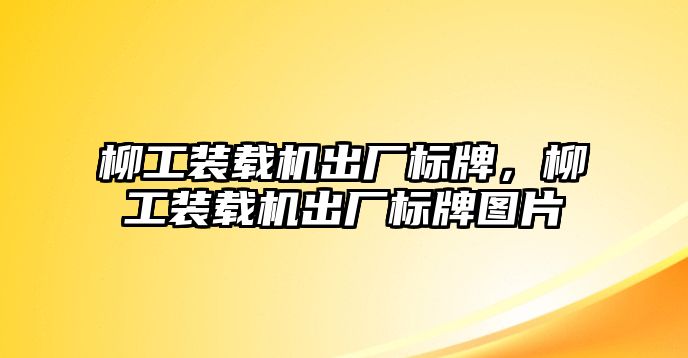 柳工裝載機出廠標(biāo)牌，柳工裝載機出廠標(biāo)牌圖片