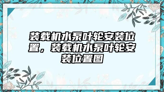 裝載機(jī)水泵葉輪安裝位置，裝載機(jī)水泵葉輪安裝位置圖