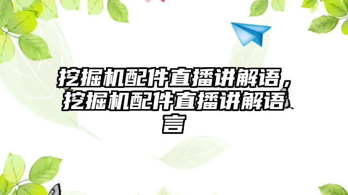 挖掘機配件直播講解語，挖掘機配件直播講解語言