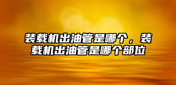 裝載機(jī)出油管是哪個(gè)，裝載機(jī)出油管是哪個(gè)部位