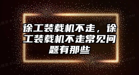 徐工裝載機(jī)不走，徐工裝載機(jī)不走常見(jiàn)問(wèn)題有那些