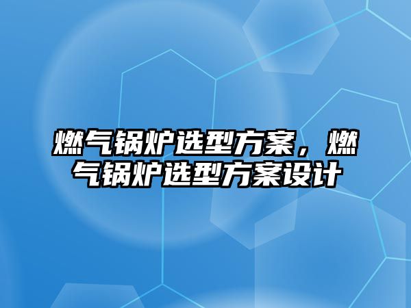 燃?xì)忮仩t選型方案，燃?xì)忮仩t選型方案設(shè)計