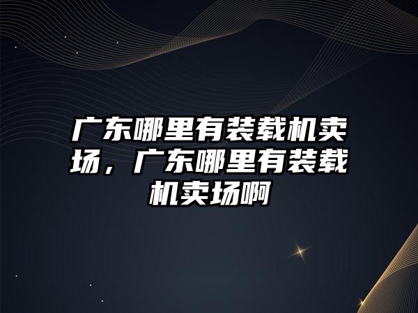 廣東哪里有裝載機賣場，廣東哪里有裝載機賣場啊