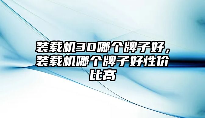 裝載機(jī)30哪個(gè)牌子好，裝載機(jī)哪個(gè)牌子好性價(jià)比高