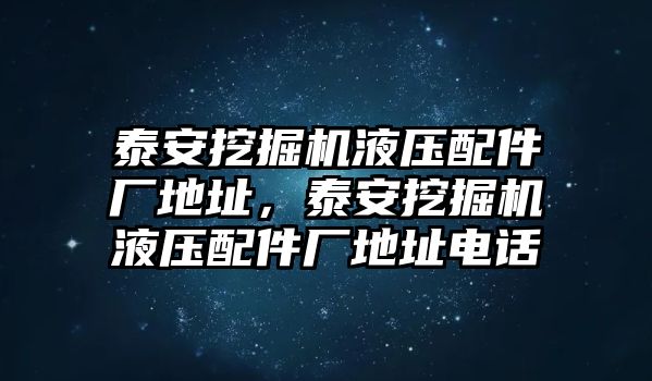 泰安挖掘機(jī)液壓配件廠地址，泰安挖掘機(jī)液壓配件廠地址電話