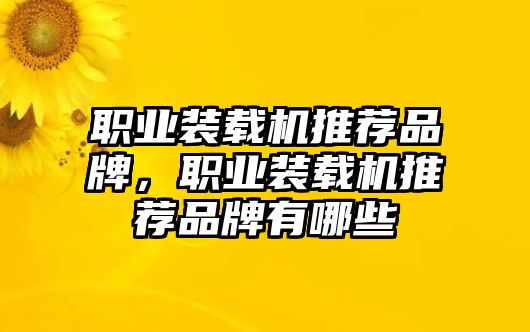 職業(yè)裝載機(jī)推薦品牌，職業(yè)裝載機(jī)推薦品牌有哪些