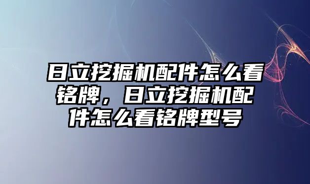 日立挖掘機(jī)配件怎么看銘牌，日立挖掘機(jī)配件怎么看銘牌型號