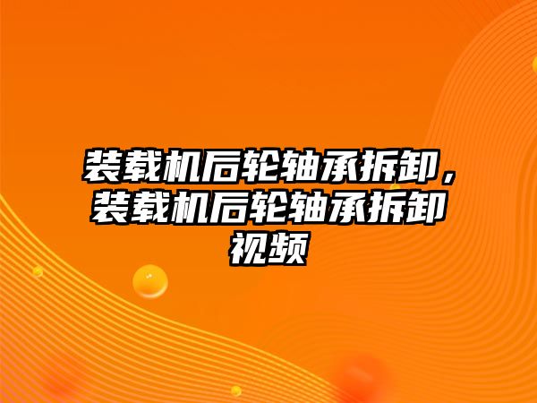 裝載機后輪軸承拆卸，裝載機后輪軸承拆卸視頻