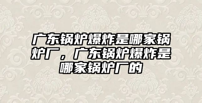 廣東鍋爐爆炸是哪家鍋爐廠，廣東鍋爐爆炸是哪家鍋爐廠的