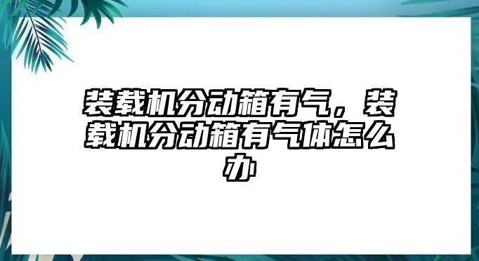 裝載機分動箱有氣，裝載機分動箱有氣體怎么辦