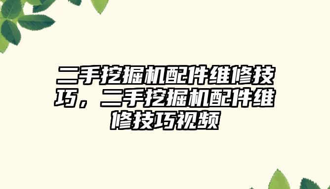 二手挖掘機配件維修技巧，二手挖掘機配件維修技巧視頻