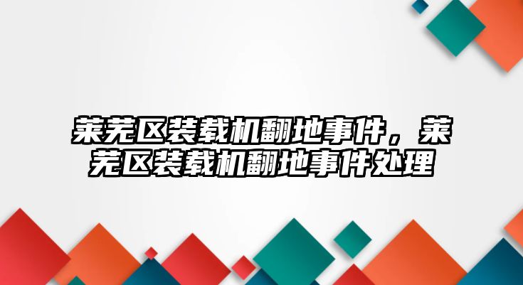 萊蕪區(qū)裝載機翻地事件，萊蕪區(qū)裝載機翻地事件處理