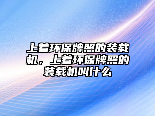 上著環(huán)保牌照的裝載機，上著環(huán)保牌照的裝載機叫什么