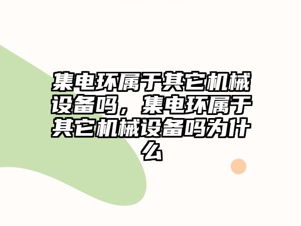 集電環(huán)屬于其它機械設備嗎，集電環(huán)屬于其它機械設備嗎為什么