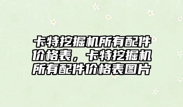 卡特挖掘機所有配件價格表，卡特挖掘機所有配件價格表圖片