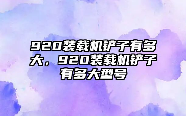 920裝載機鏟子有多大，920裝載機鏟子有多大型號