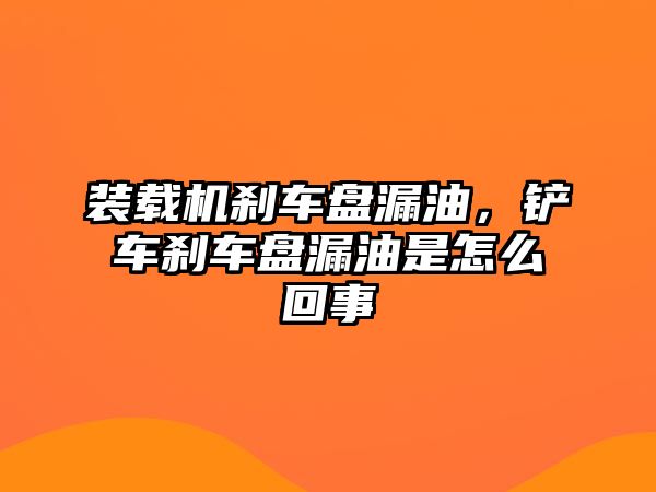 裝載機(jī)剎車盤漏油，鏟車剎車盤漏油是怎么回事