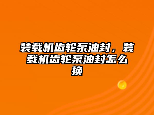 裝載機齒輪泵油封，裝載機齒輪泵油封怎么換