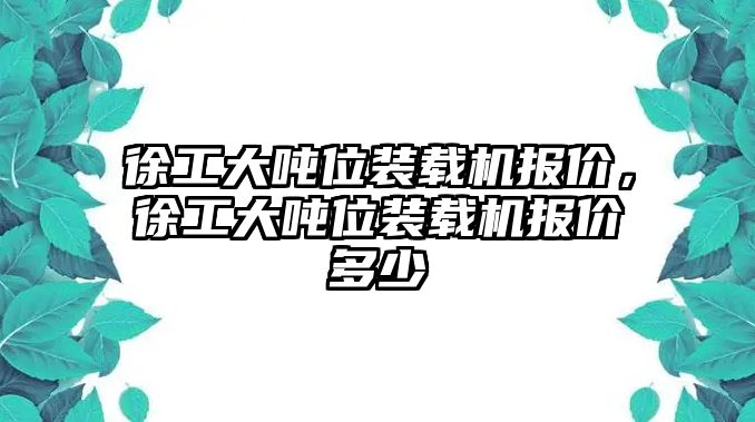 徐工大噸位裝載機報價，徐工大噸位裝載機報價多少