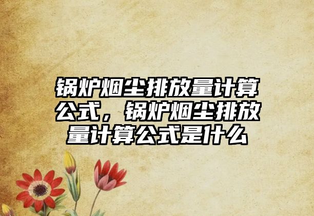 鍋爐煙塵排放量計算公式，鍋爐煙塵排放量計算公式是什么