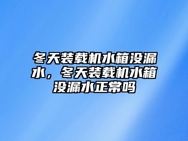 冬天裝載機水箱沒漏水，冬天裝載機水箱沒漏水正常嗎