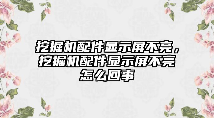 挖掘機(jī)配件顯示屏不亮，挖掘機(jī)配件顯示屏不亮怎么回事