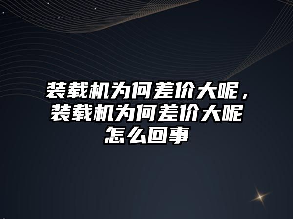 裝載機為何差價大呢，裝載機為何差價大呢怎么回事