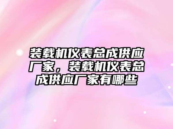 裝載機(jī)儀表總成供應(yīng)廠家，裝載機(jī)儀表總成供應(yīng)廠家有哪些