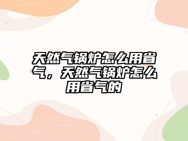 天然氣鍋爐怎么用省氣，天然氣鍋爐怎么用省氣的