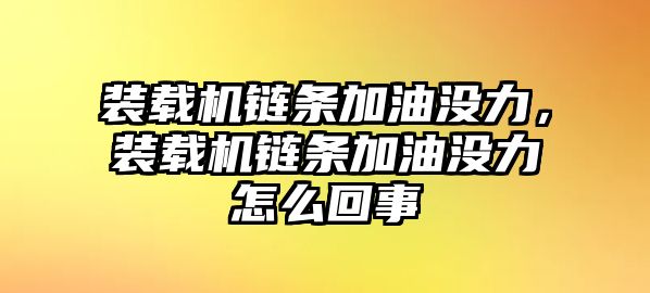 裝載機(jī)鏈條加油沒力，裝載機(jī)鏈條加油沒力怎么回事