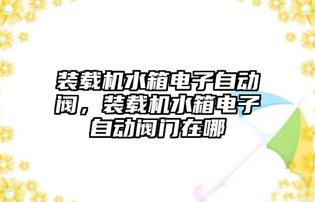 裝載機水箱電子自動閥，裝載機水箱電子自動閥門在哪