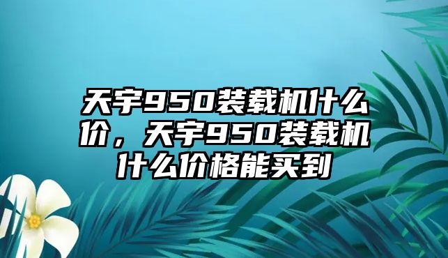 天宇950裝載機(jī)什么價(jià)，天宇950裝載機(jī)什么價(jià)格能買到