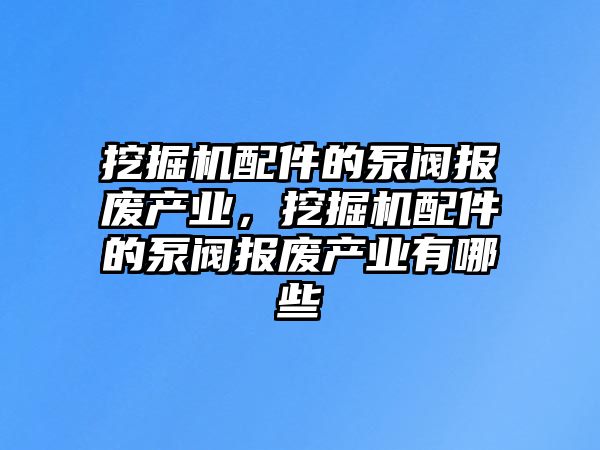 挖掘機配件的泵閥報廢產(chǎn)業(yè)，挖掘機配件的泵閥報廢產(chǎn)業(yè)有哪些