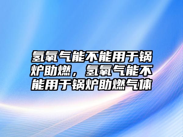 氫氧氣能不能用于鍋爐助燃，氫氧氣能不能用于鍋爐助燃?xì)怏w