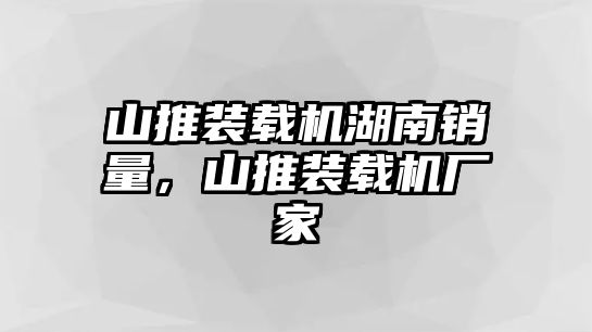 山推裝載機湖南銷量，山推裝載機廠家