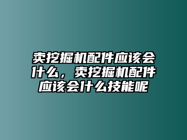 賣挖掘機配件應(yīng)該會什么，賣挖掘機配件應(yīng)該會什么技能呢