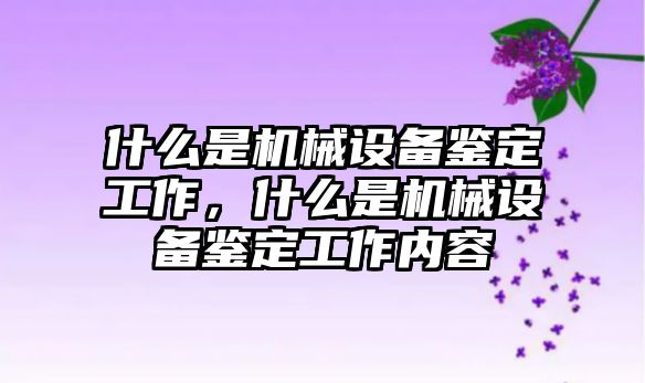 什么是機(jī)械設(shè)備鑒定工作，什么是機(jī)械設(shè)備鑒定工作內(nèi)容