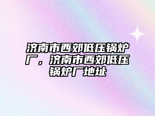 濟南市西郊低壓鍋爐廠，濟南市西郊低壓鍋爐廠地址