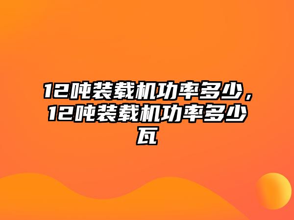 12噸裝載機(jī)功率多少，12噸裝載機(jī)功率多少瓦