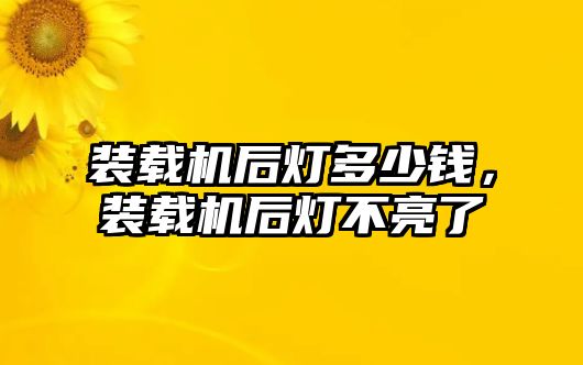 裝載機后燈多少錢，裝載機后燈不亮了