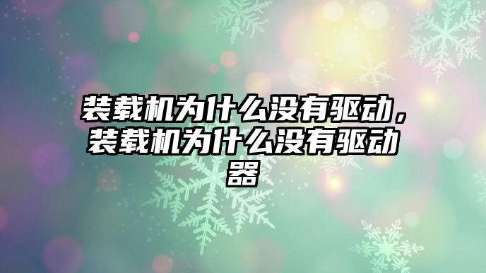 裝載機為什么沒有驅動，裝載機為什么沒有驅動器