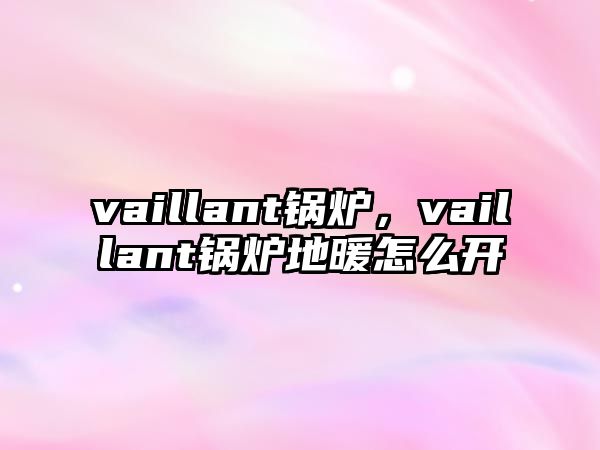 vaillant鍋爐，vaillant鍋爐地暖怎么開(kāi)